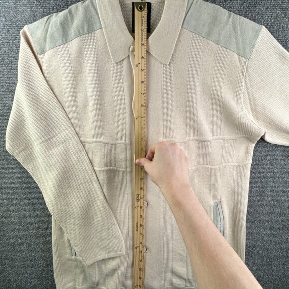 Pedro Bernardo Leather Knitwear Sweater Cardigan Women Large Ivory Button Up - Picture 2 of 13